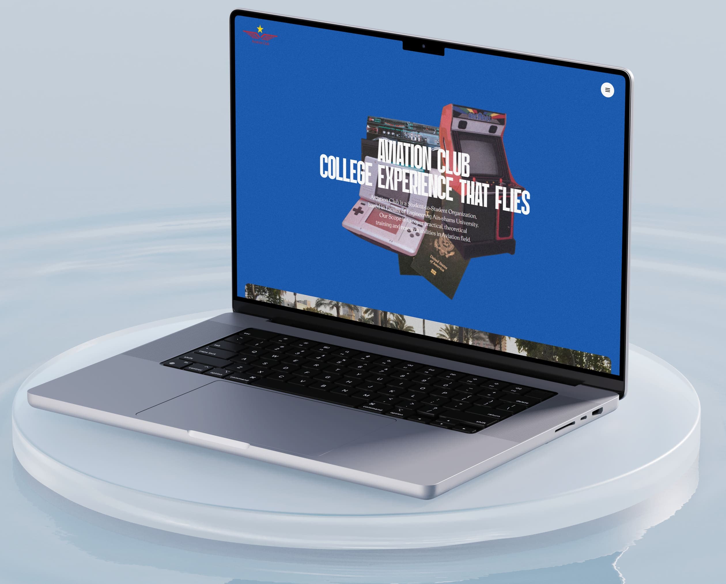 A laptop mockup of aviation website