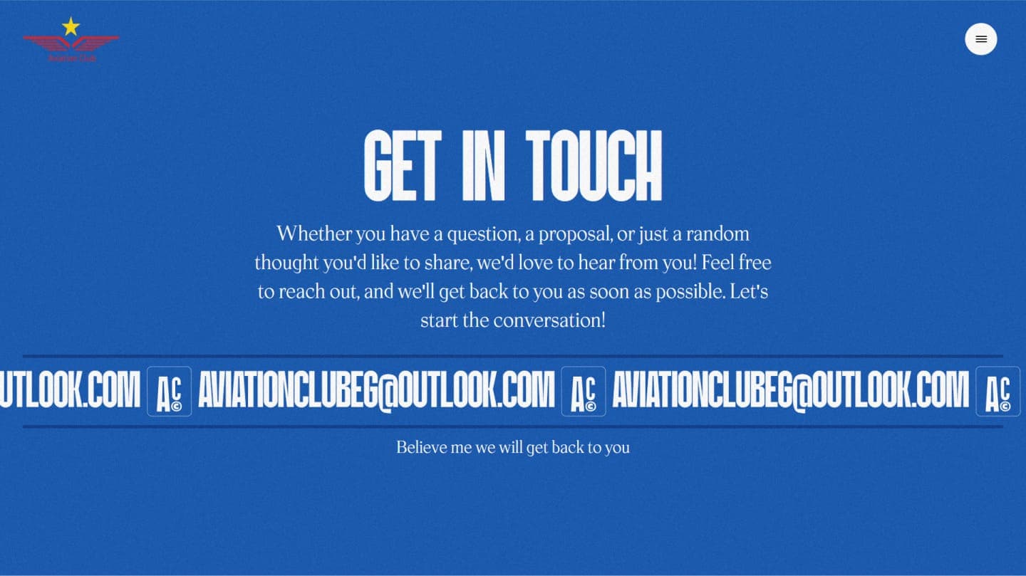 Screenshot from Aviation club website