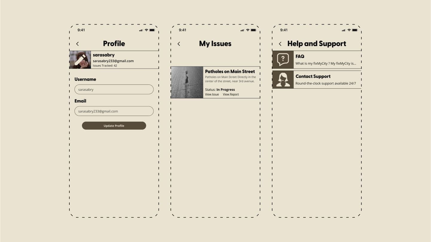 Screenshot from fixMyCity app