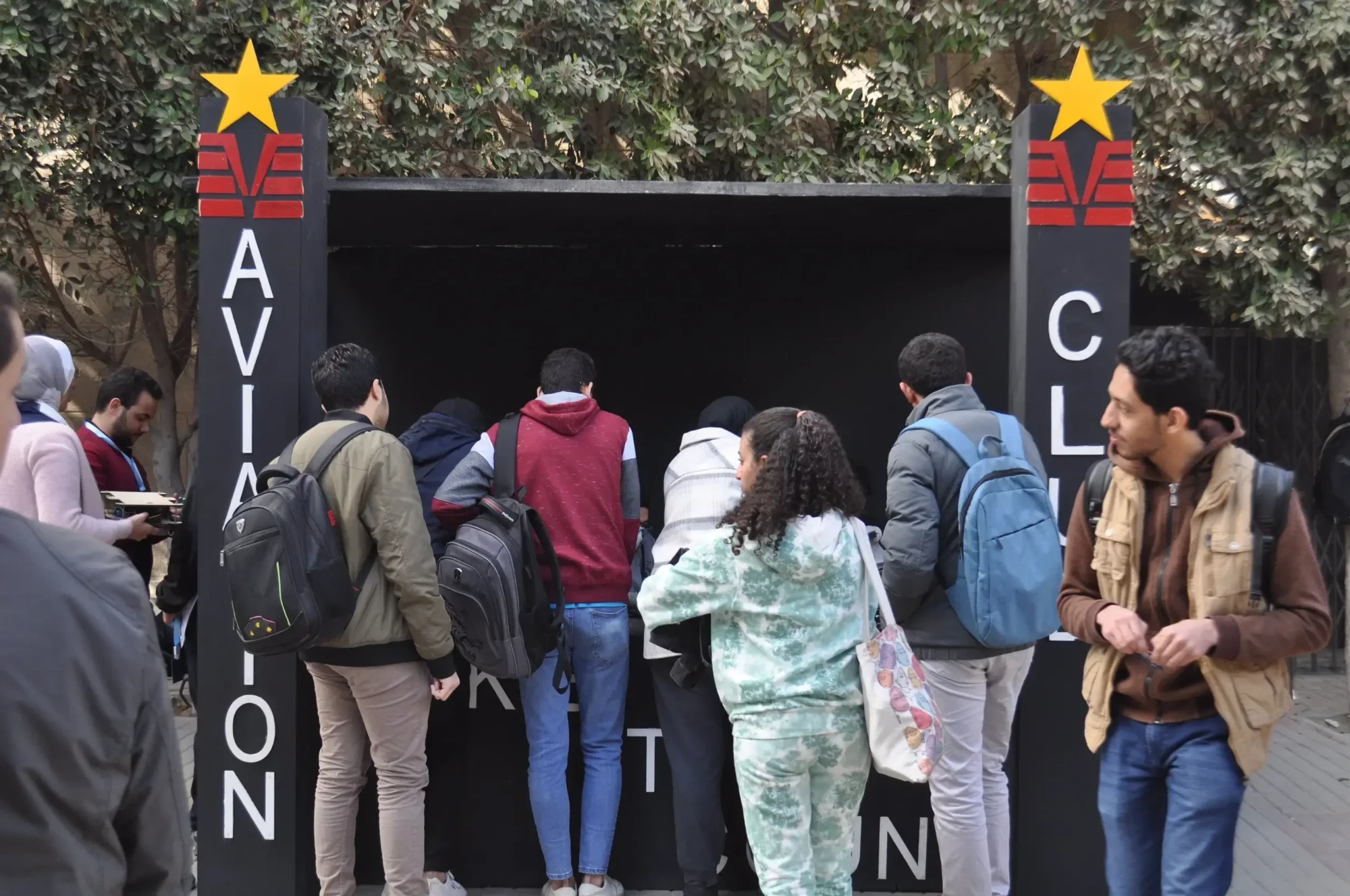 Aviation Club website: Students at the Aviation Club booth on campus