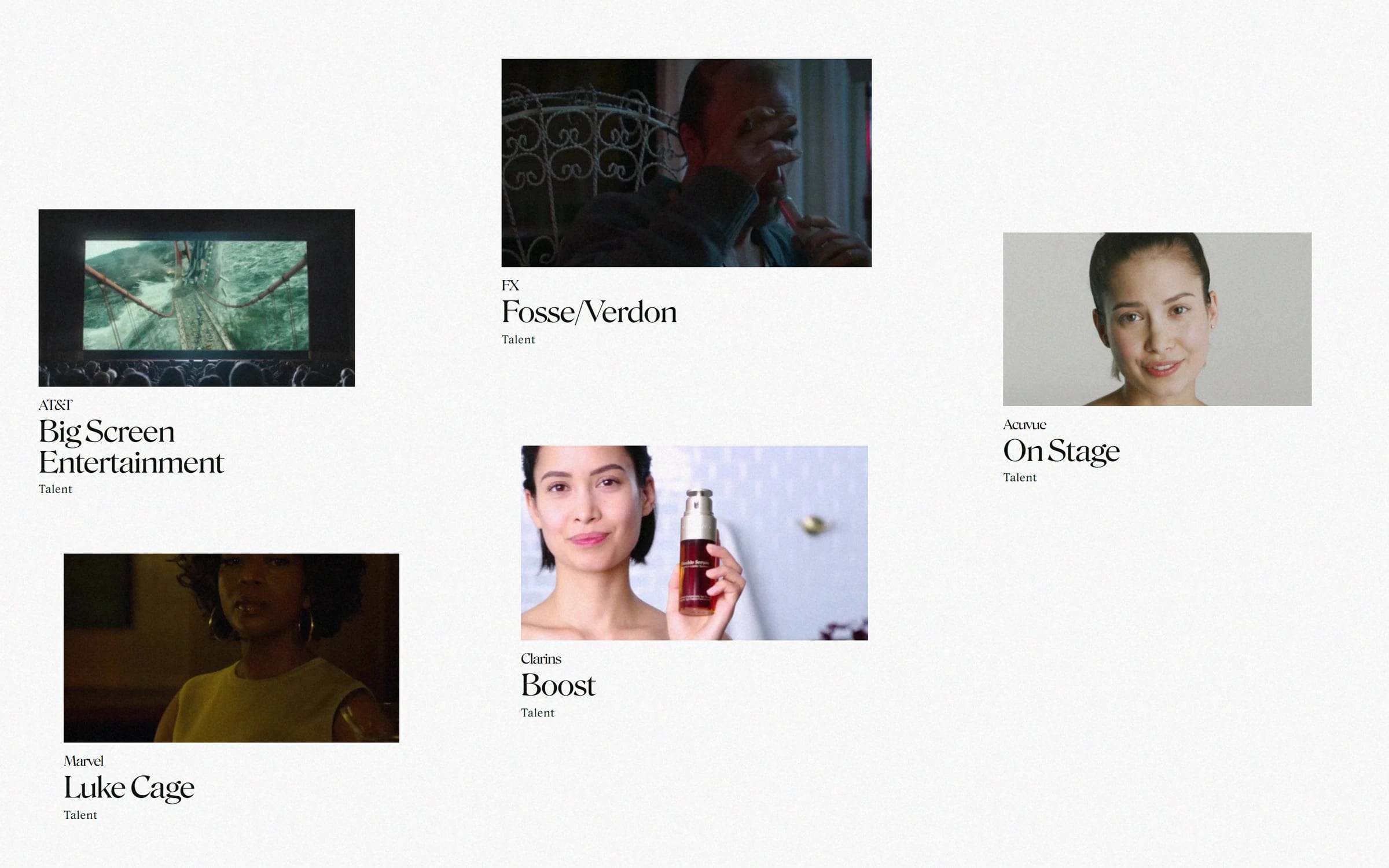 Aurora Leonard’s commercial work grid on desktop