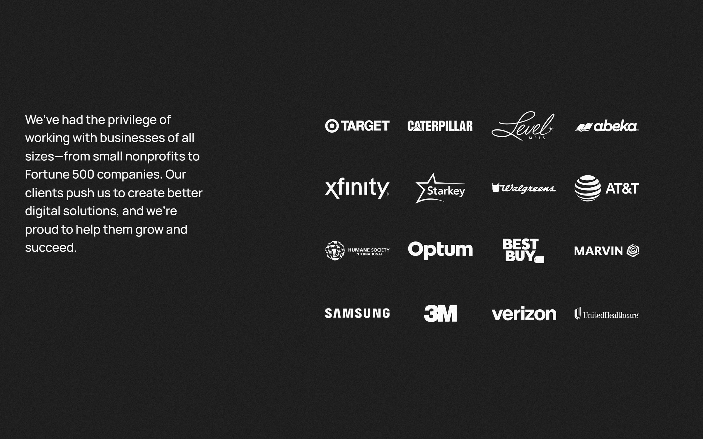 The LXE Digital client wall on desktop